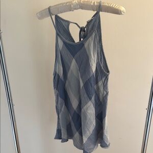 Blue and Gray 100% Cotton Hi Neck Tank Top